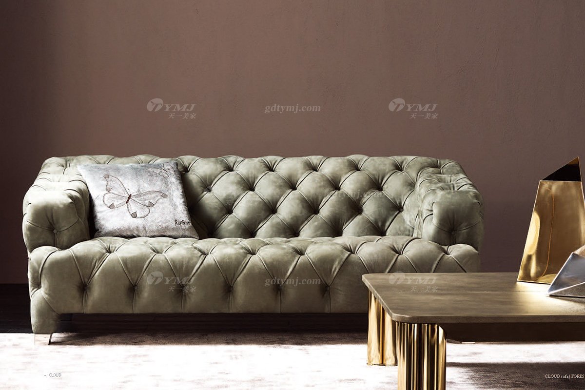 時尚輕奢別墅家具意大利純進口品牌創意拉扣高彈海棉沙發沙發1