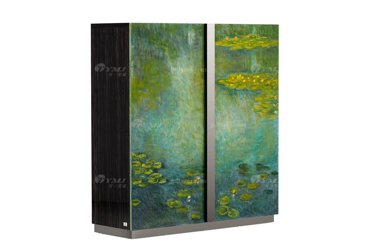 時尚奢華別墅家具高檔會所家具輕奢后現代綠色彩繪多功能柜多功能柜