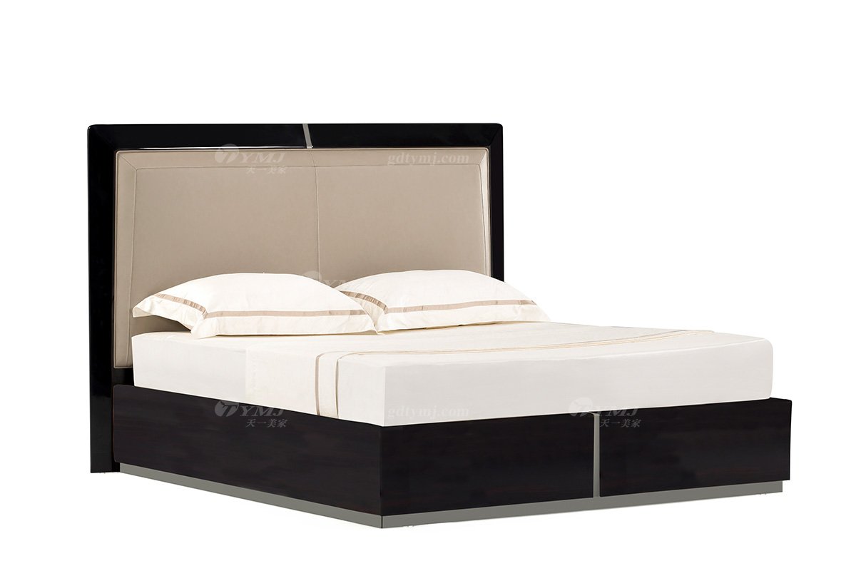 奢華別墅家具時尚奢華樣板間家具輕奢后現代臥室黑檀雙人大床系列床