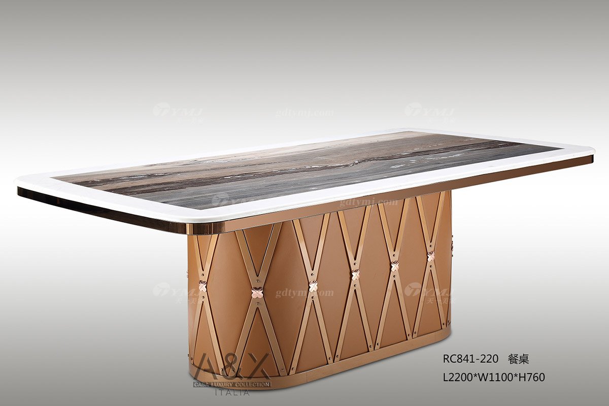 奢華會所家具品牌高端樣板間家具輕奢后現代臥室時尚餐廳大理石面餐桌餐椅組合餐桌