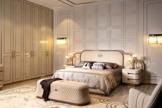 別墅豪宅家具品牌高端樣板間家具輕奢后現代臥室時尚頭層皮雙人大床組合