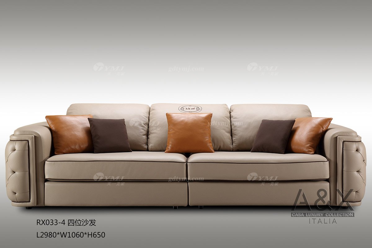 高端別墅豪宅家具品牌高端樣板間家具輕奢后現代時尚頭層皮沙發組合四位沙發