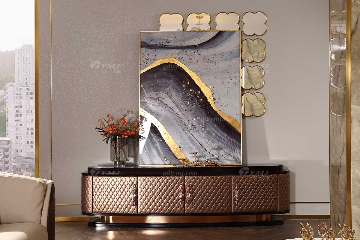 高端別墅豪宅家具品牌高端樣板間家具輕奢后現代時尚頭層皮電視柜