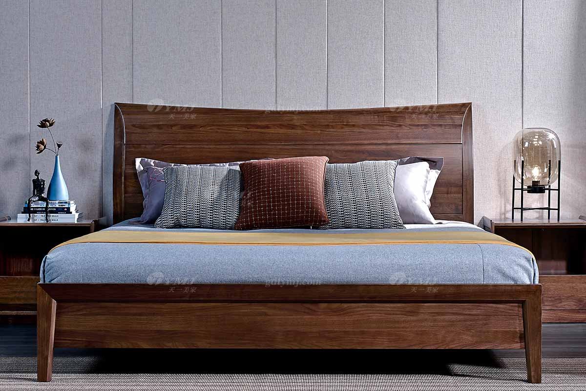 高端會所別墅家具品牌樣板房家具輕奢新中式風格黑胡桃實木大床床