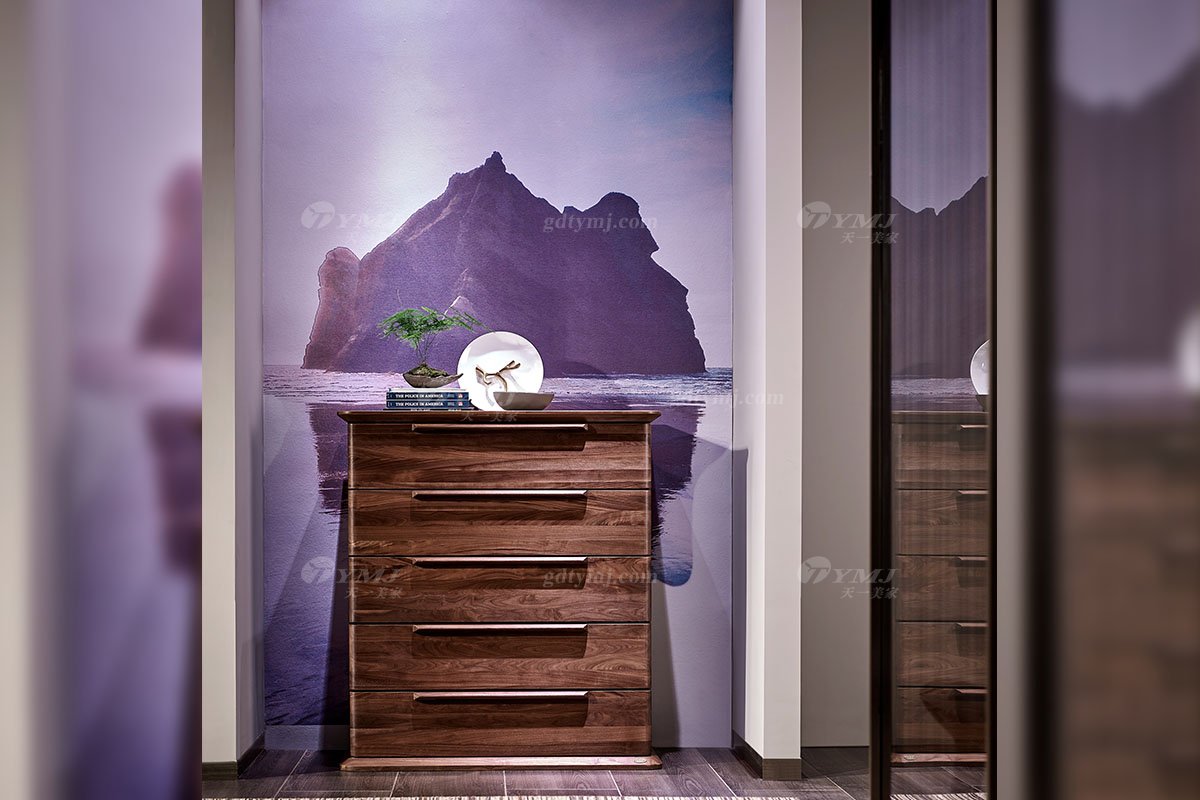 高端別墅家具品牌高檔樣板間家具輕奢新中式風(fēng)格黑胡桃實木五斗柜系列