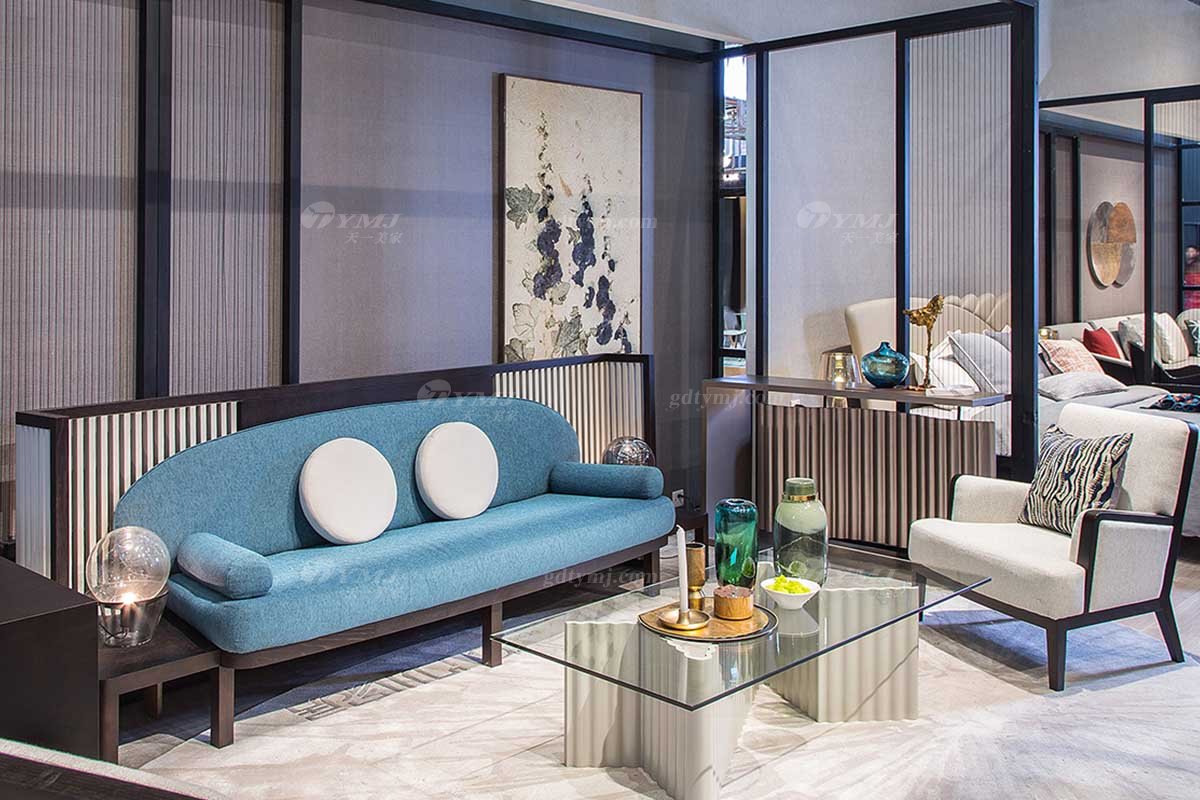 高端別墅會所家具品牌極簡輕奢北歐家具創意時尚高彈高密度海綿優質布藝客廳