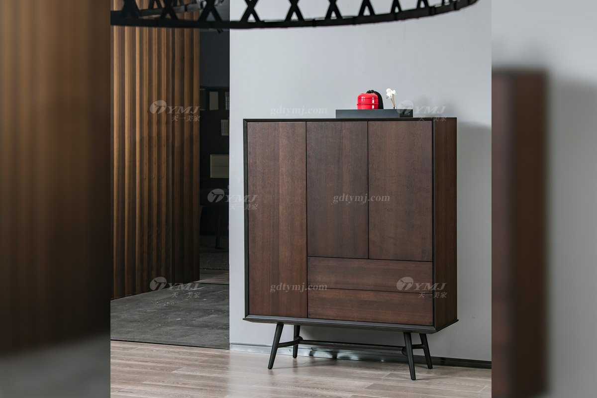 意大利極簡風(fēng)格別墅度假村家具品牌北美進(jìn)口紅橡實木煙熏色多用柜