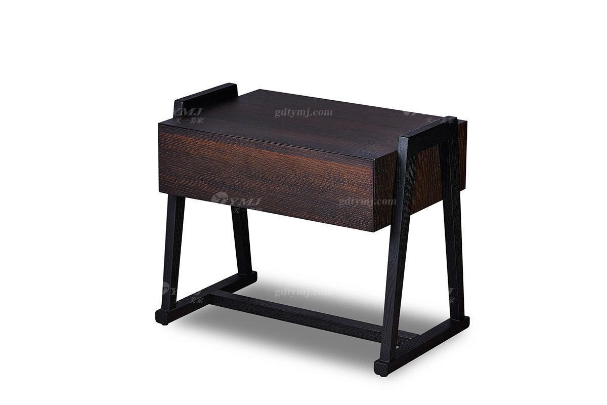 意大利極簡風別墅會所品牌高端家具我是北美進口紅橡實木大床床頭柜組合床頭柜