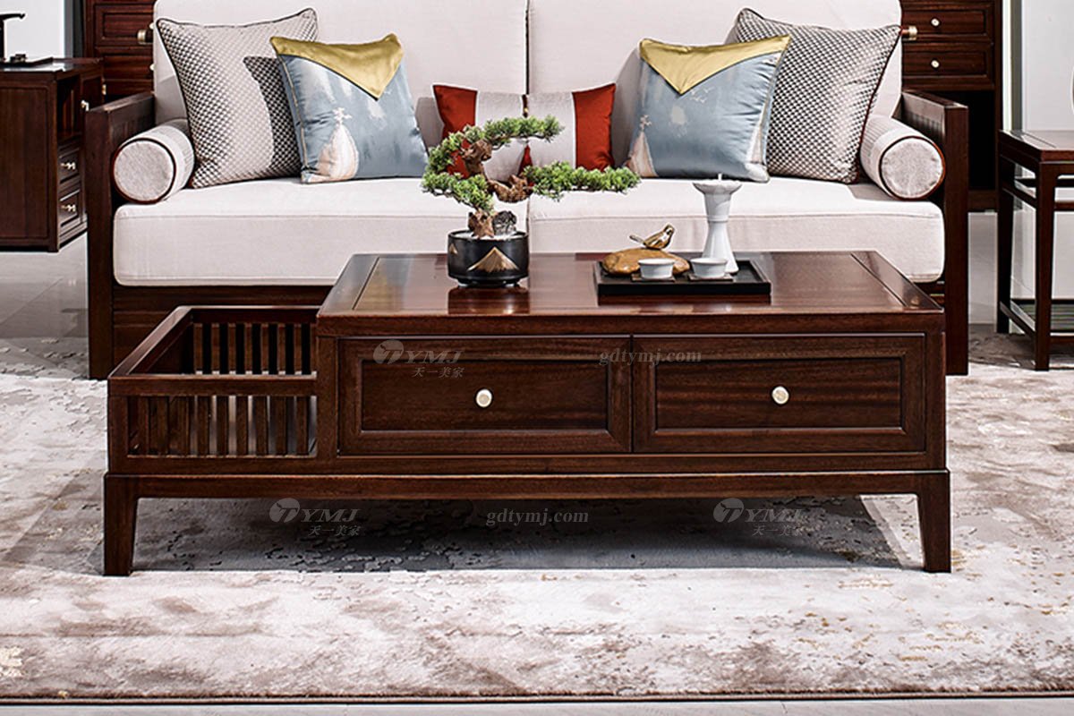 高檔別墅會所家具品牌輕奢新中式時尚客廳家具實木沙發組合茶幾