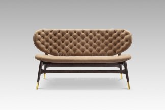 高端會所家具品牌現代輕奢拉扣咖色休閑椅