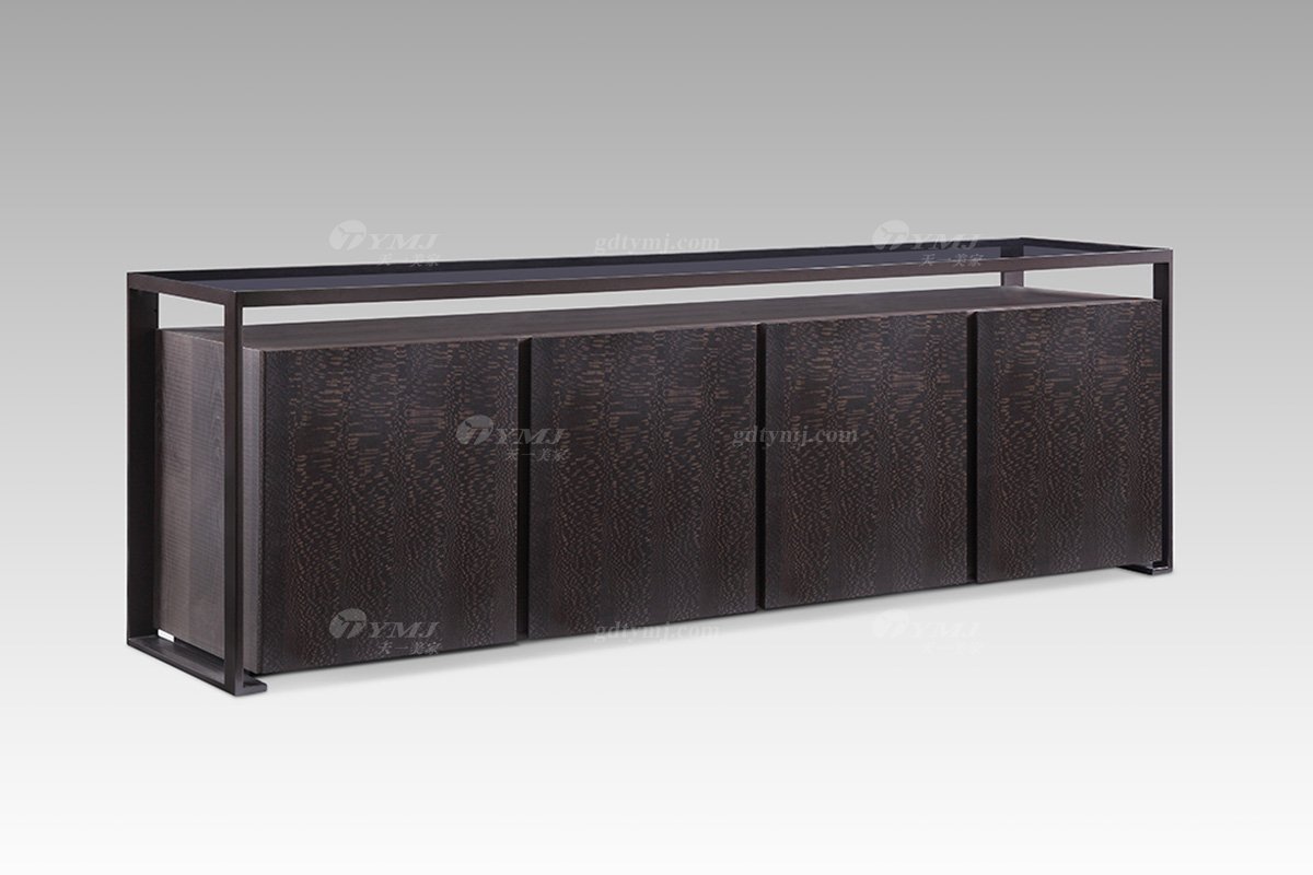 現代輕奢別墅會所家具品牌灰橡色+黑珍珠電視柜電視柜LH2810側面