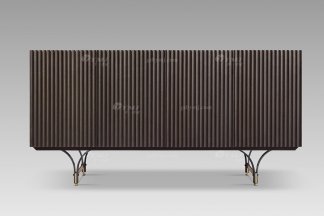 現代輕奢高端會所家具品牌灰橡色+意大利金裝飾柜