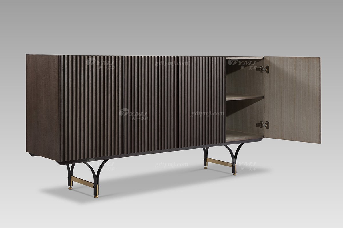 現代輕奢高端會所家具品牌灰橡色+意大利金裝飾柜裝飾柜LH2818細節