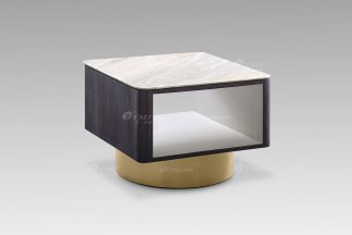 高端會所現代輕奢家具高級大理石+灰橡色小方幾