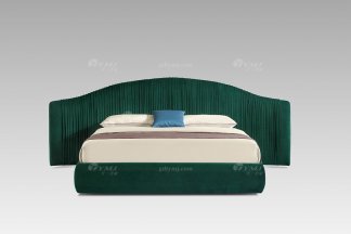 現代輕奢時尚高端別墅家具綠色絨布藝大床