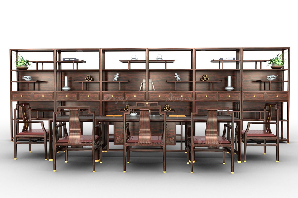 高端大氣會所別墅家用家具時尚新中式輕奢全紅木黑酸枝實木博古架博古架H-PDBGJR/ H-PDBGJL組合