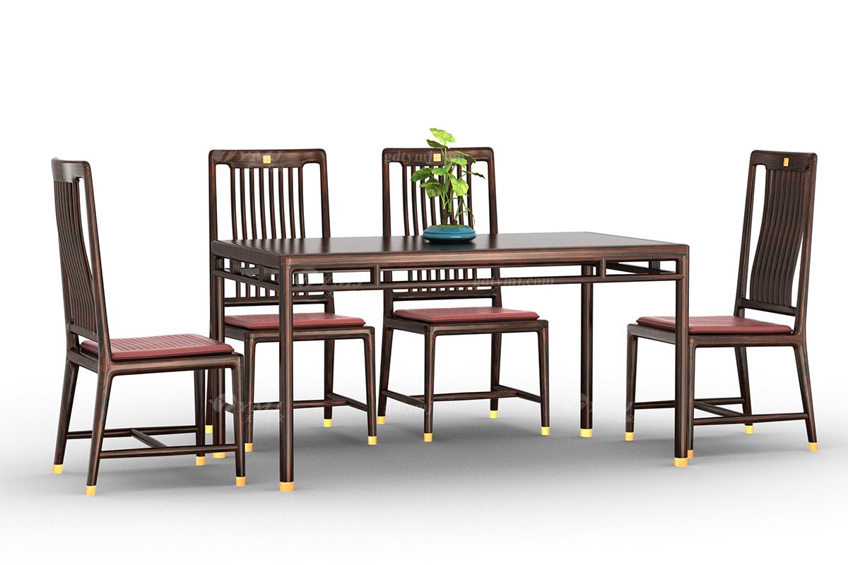 簡(jiǎn)約新中式高端會(huì)所別墅家用家具輕奢全紅木黑酸枝實(shí)木餐桌餐臺(tái)H-PWCCY組合