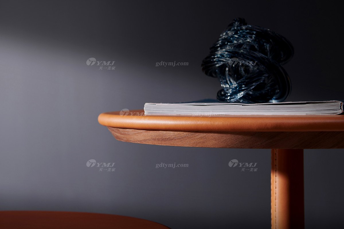 現代時尚輕奢別墅品牌家具高檔客廳愛馬仕橙+不銹鋼拉絲槍黑色高矮床幾角幾CJ-1A高矮床幾場景1