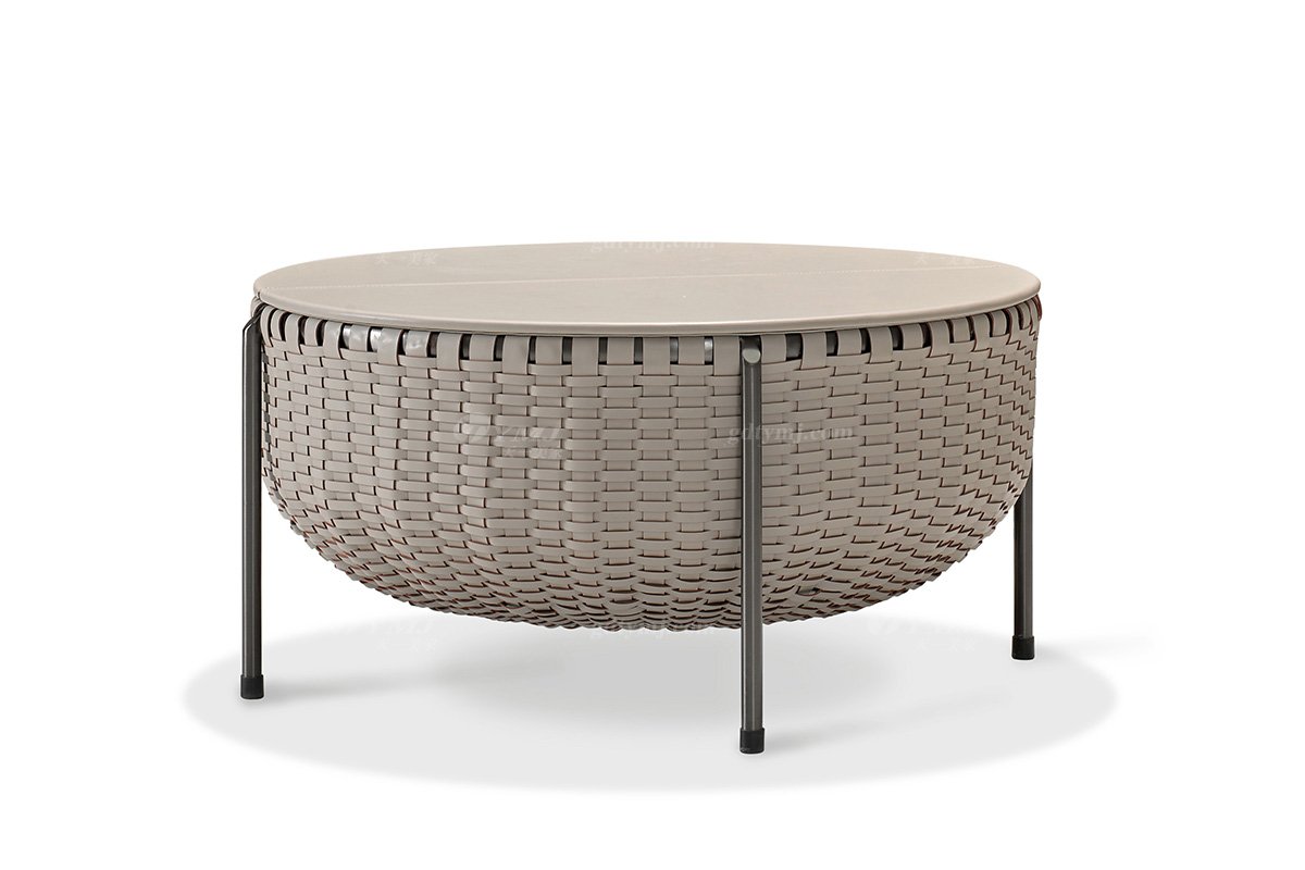 現代時尚輕奢家具高檔別墅品牌家具客廳馬鞍皮藝大圓幾CT-01A-1大圓幾1