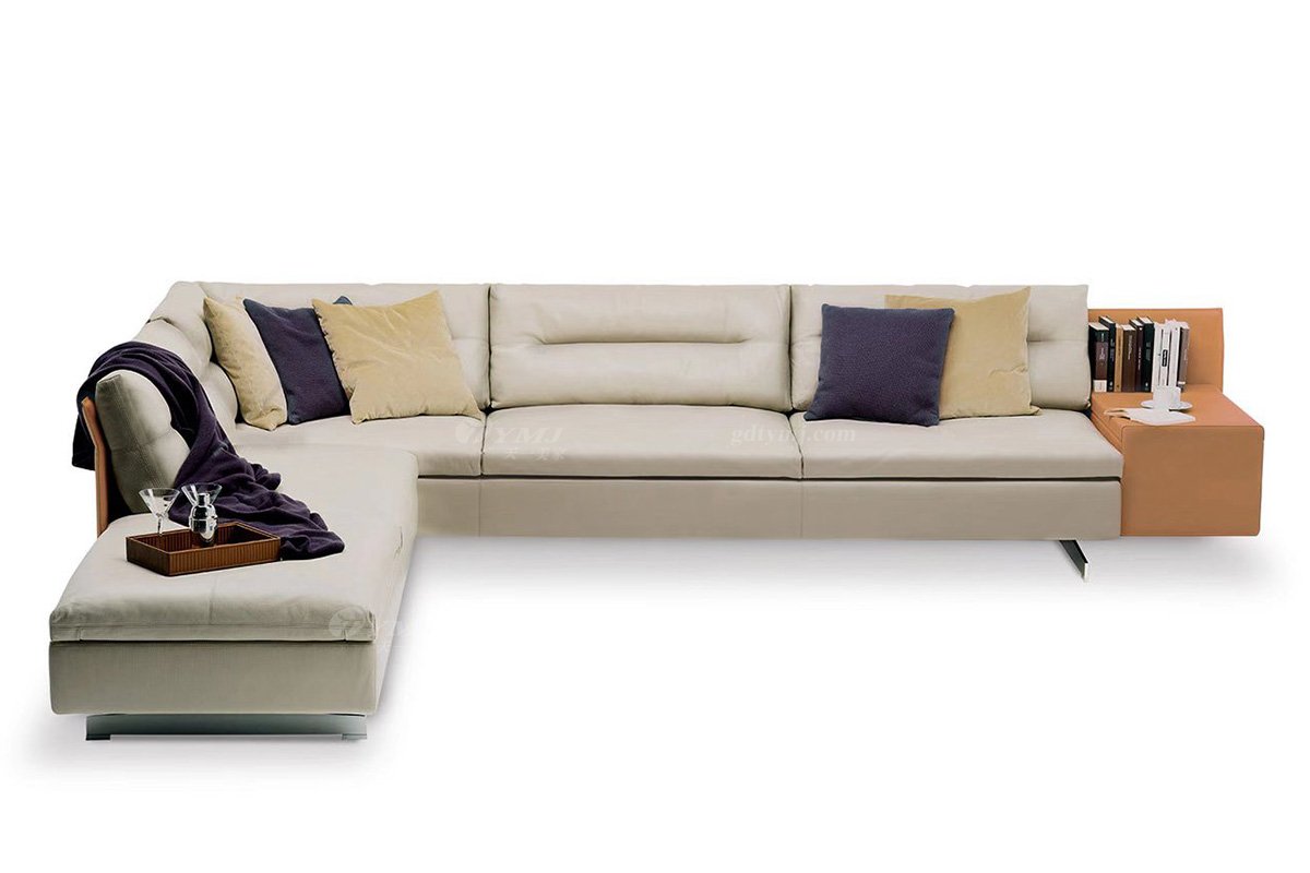 現代時尚輕奢品牌家具豪宅家具客廳馬鞍皮藝轉角沙發組合沙發SF-03-05A組合沙發