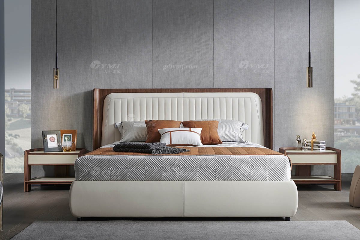 時(shí)尚輕奢家具現(xiàn)代別墅家具品牌臥室北美黑胡實(shí)木大床雙人床A-07雙人床場(chǎng)景