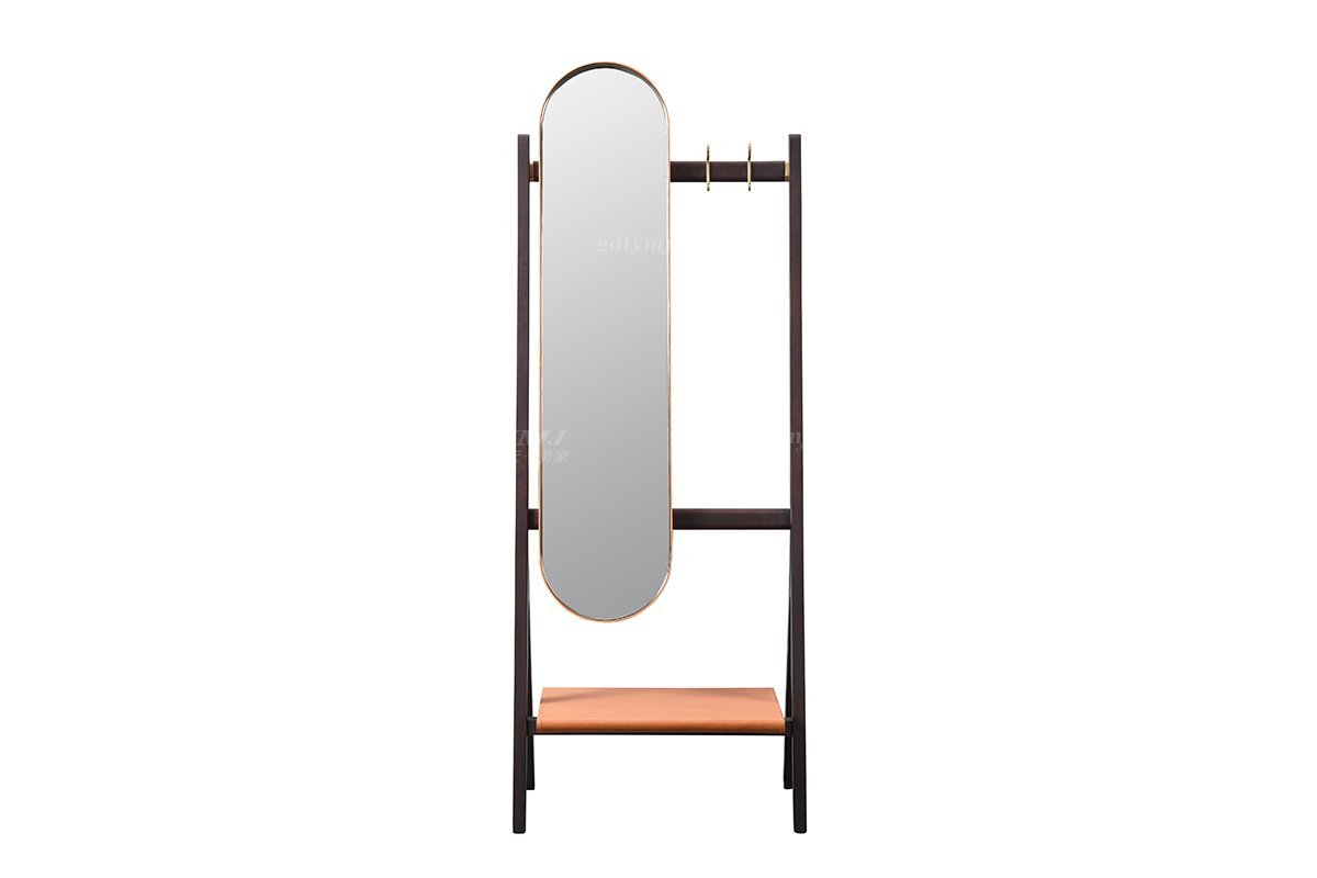 現代時尚輕奢北美黑胡桃實木創意穿衣鏡妝鏡