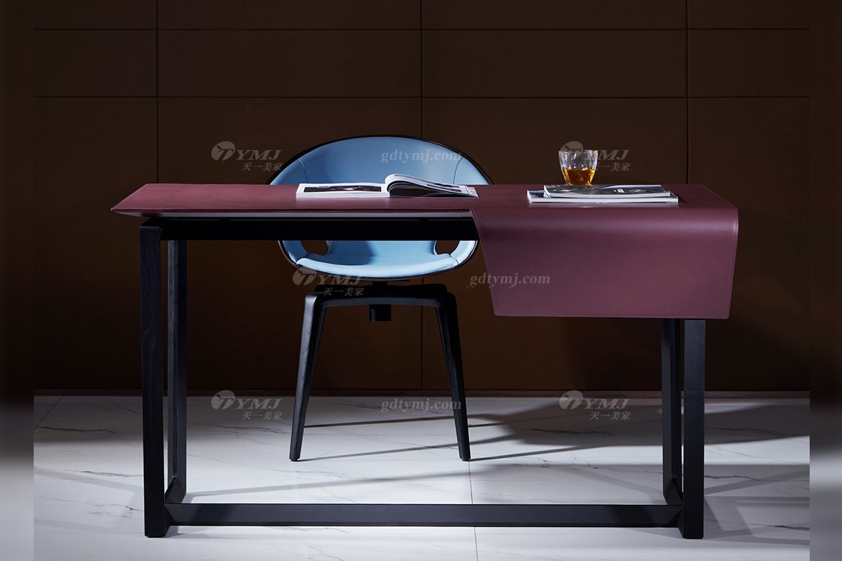 現代時尚輕奢家具品牌爆款馬鞍皮藝+進口白蠟木書椅SY-02書椅場景2