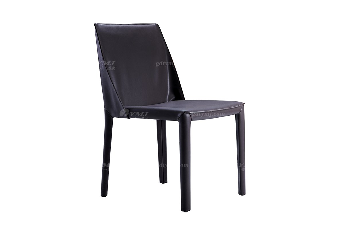 現代時尚輕奢別墅家具品牌餐廳馬鞍皮金屬餐椅CY-10餐椅1