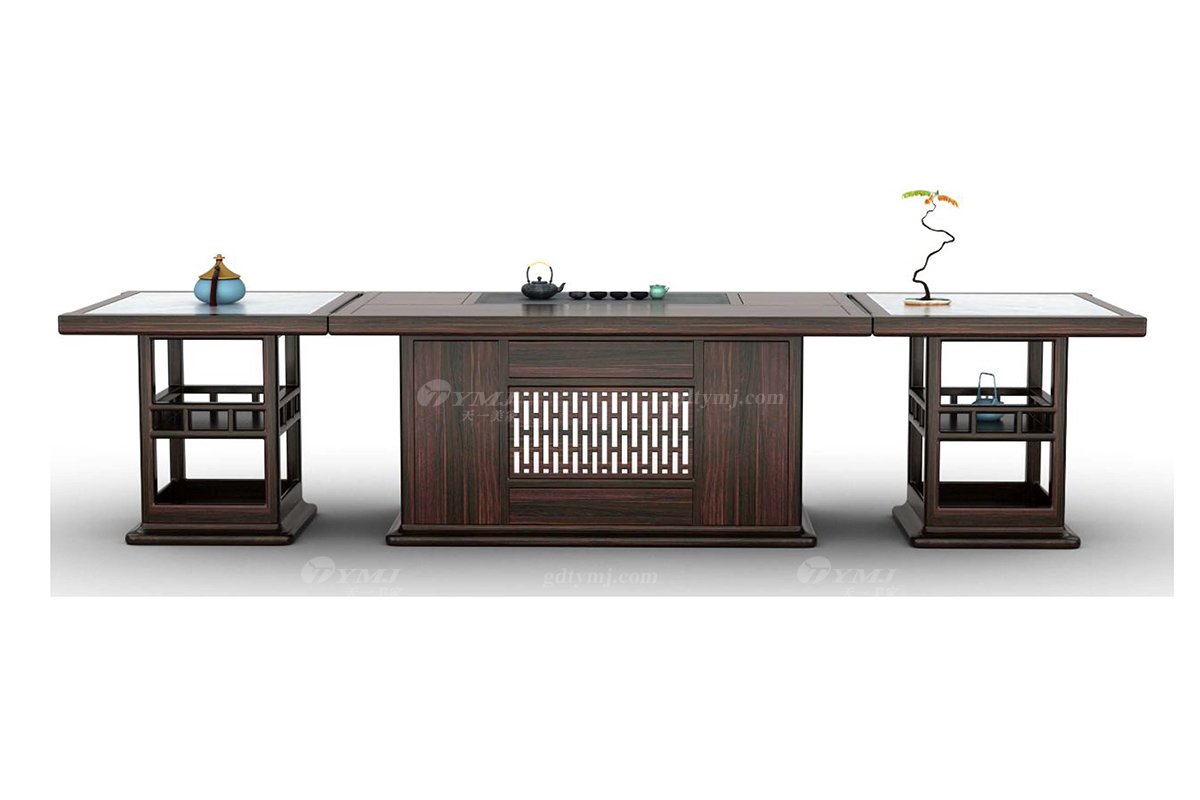 時尚高檔家具品牌輕奢新中式風格進口烏金木實木茶臺