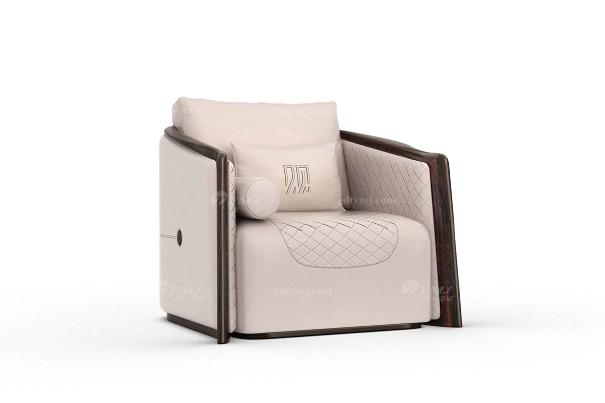 新中式家具風格品牌別墅會所家具大氣時尚高端進口烏金木實木+皮藝單位沙發