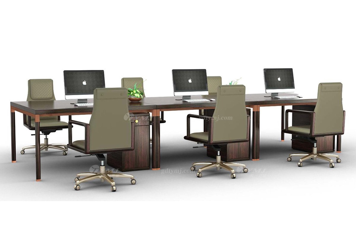 新中式辦公家具風(fēng)格品牌別墅會(huì)所家具大氣時(shí)尚高端進(jìn)口烏金木實(shí)木辦公桌職員桌H-GNZYZ職員桌場景