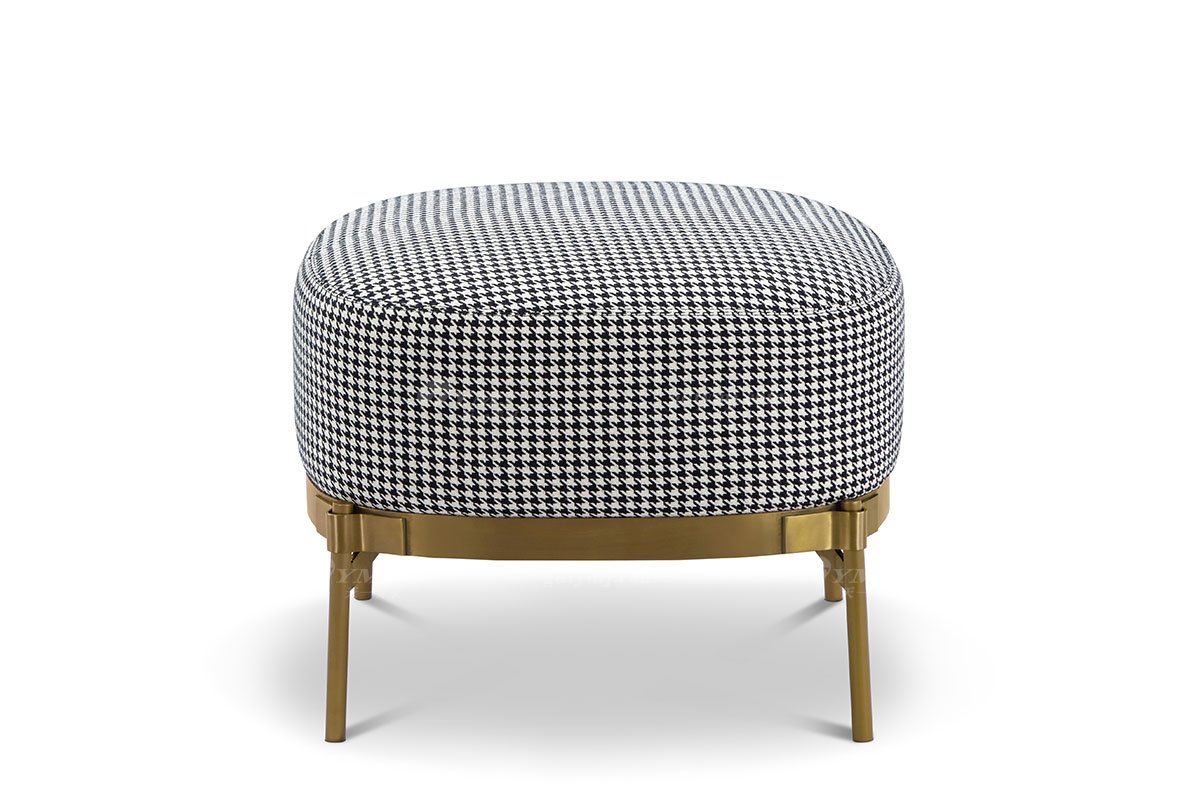 現(xiàn)代輕奢高端別墅家具意式極簡(jiǎn)風(fēng)格客廳時(shí)尚千鳥(niǎo)格布藝腳凳