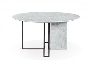 意式極簡風格高端別墅豪宅家具品牌現代輕奢簡約時尚意大利石材面+鈦黑鋼底餐桌