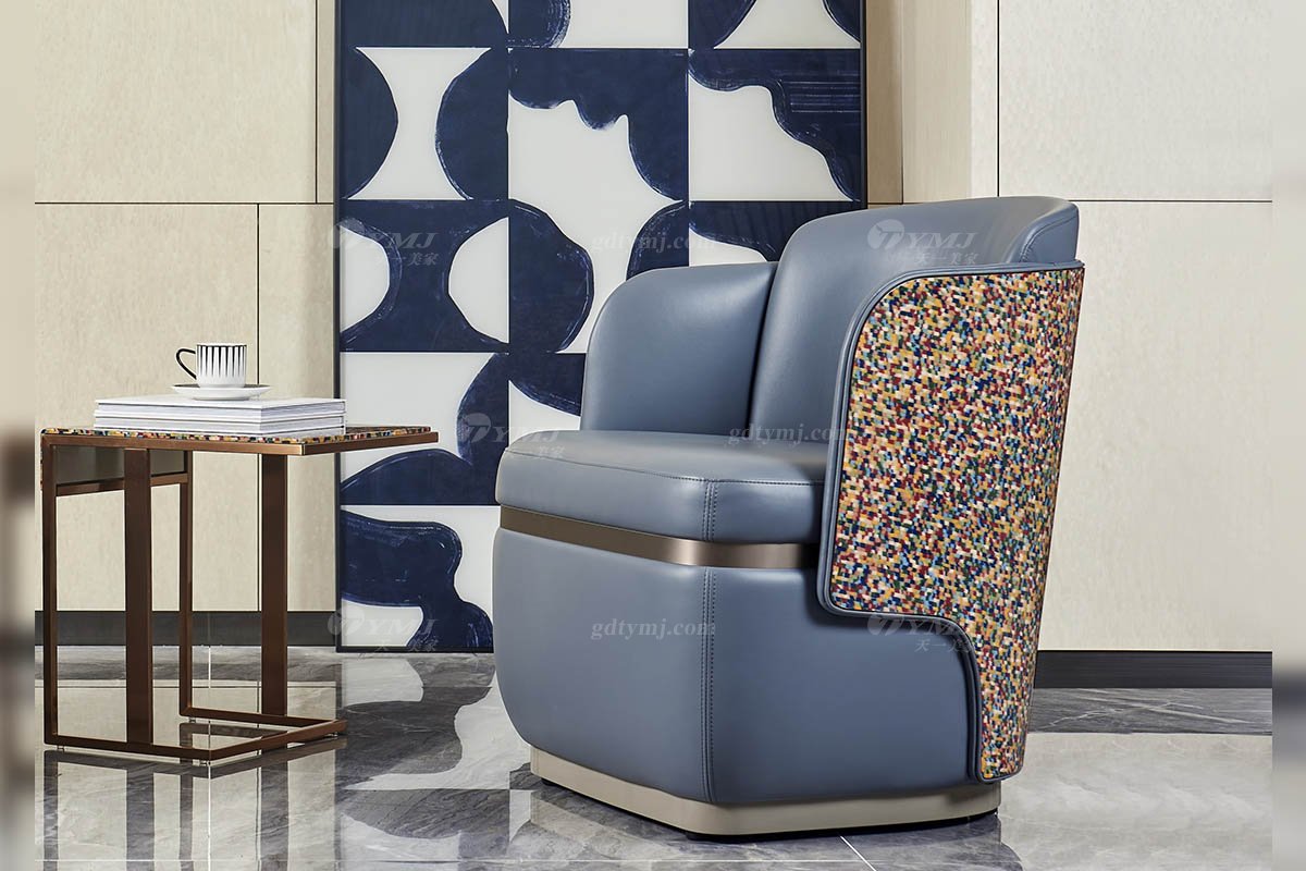 高端會所別墅大宅家具品牌后現代輕奢風格客廳時尚七彩真皮休閑椅TK008休閑椅1