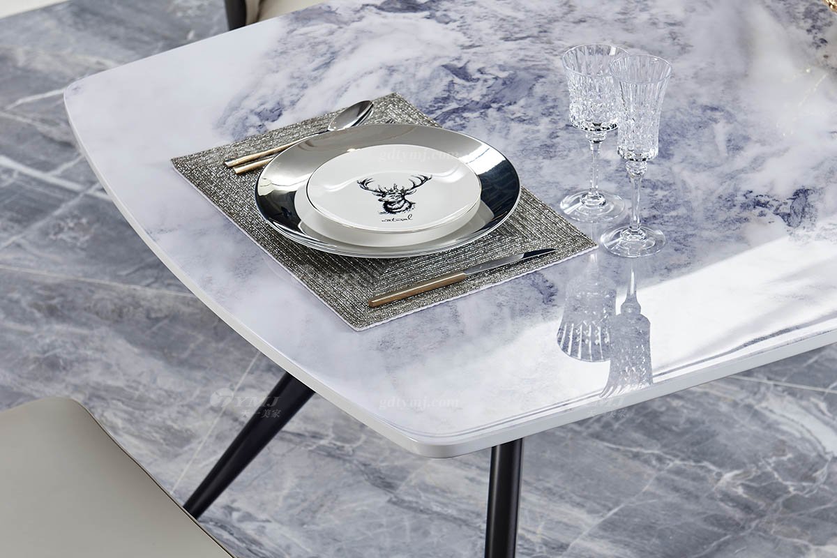 后現代輕奢風格家具高端會所別墅品牌家具時尚餐廳大理石面+啞光金屬餐桌TC806-220餐桌1