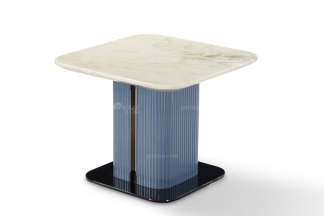 輕奢后現(xiàn)代風(fēng)格家具高端會所別墅品牌家具時尚客廳魚肚白石面灰藍(lán)色角幾