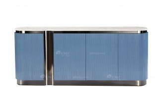 輕奢后現代風格家具高端會所別墅品牌家具時尚餐廳大理石面灰藍色備餐柜