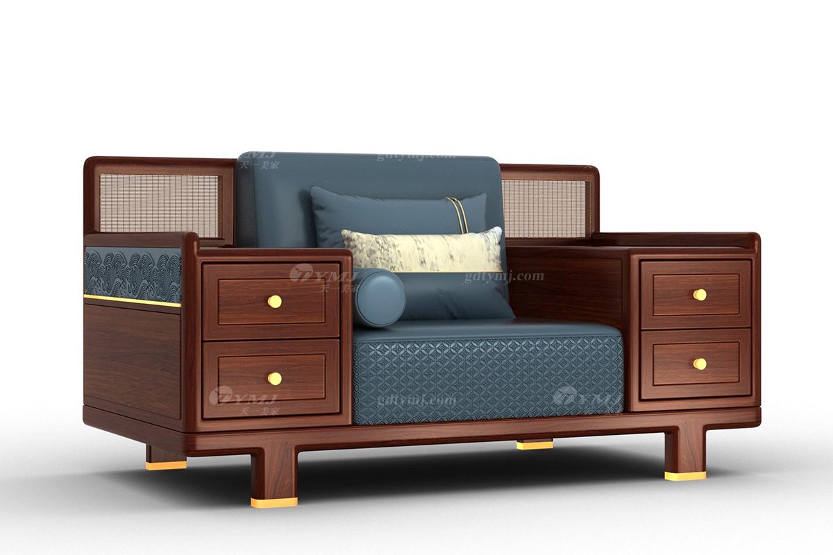 新中式辦公家具風格品牌家具時尚簡約高端進口實木刺猬紫檀單位沙發