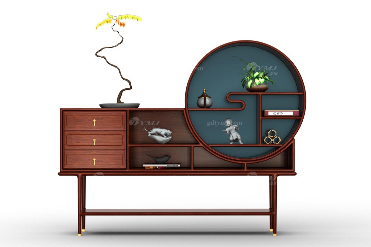 新中式辦公家具風格高端品牌家具簡約時尚大氣實木刺猬紫檀富貴花梨色博古架