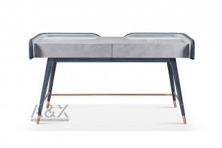 輕奢后現代風格家具高檔會所別墅家具品牌時尚不銹鋼黃銅拉絲書桌