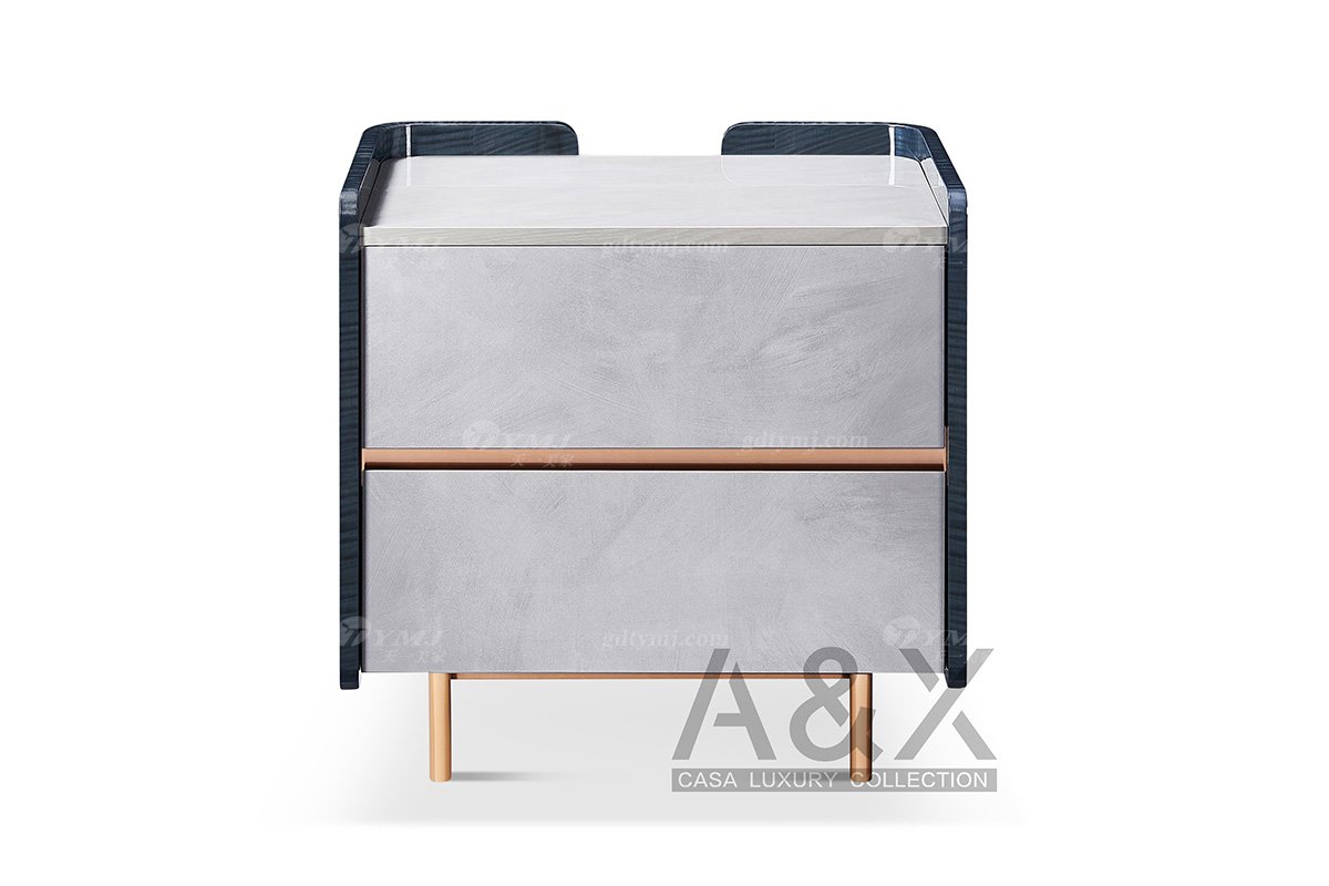 輕奢后現代風格家具高端會所別墅家具品牌時尚大氣不銹鋼玫瑰金拉絲床頭柜