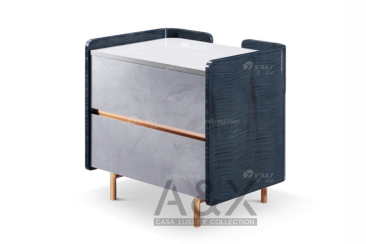 輕奢后現代風格家具高端會所別墅家具品牌時尚大氣不銹鋼玫瑰金拉絲床頭柜CW339-06床頭柜1