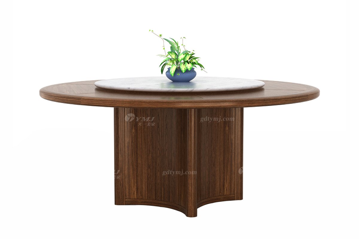 新中式風格家具高端會所家具品牌簡約餐廳家具實木圓餐臺餐桌H-XLCT15圓餐臺1.8米