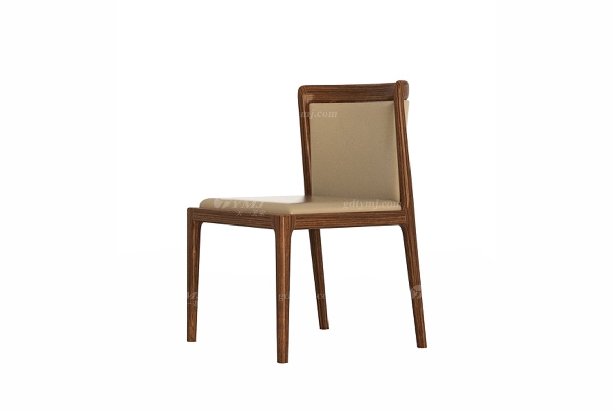 新中式風格家具高端會所家具品牌簡約餐廳家具實木+生態皮藝餐椅