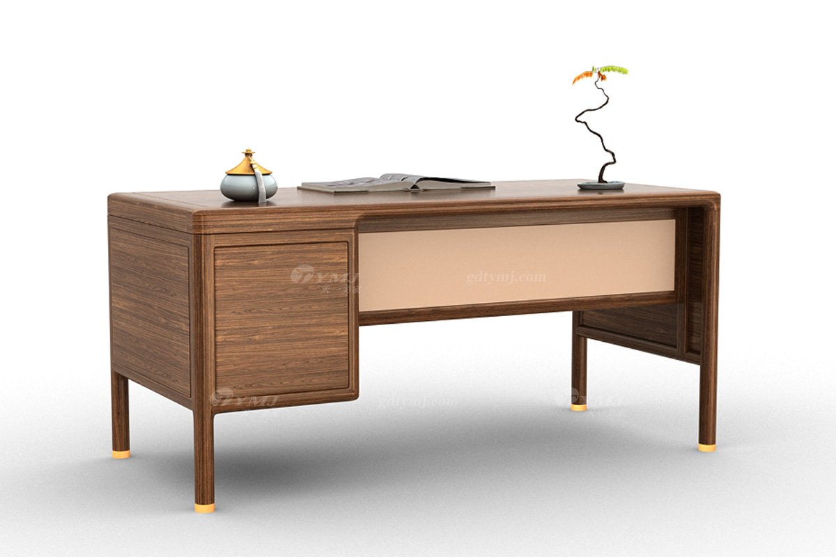 新中式風格家具高端別墅家具品牌簡約大氣時尚書房家具實木書臺書桌