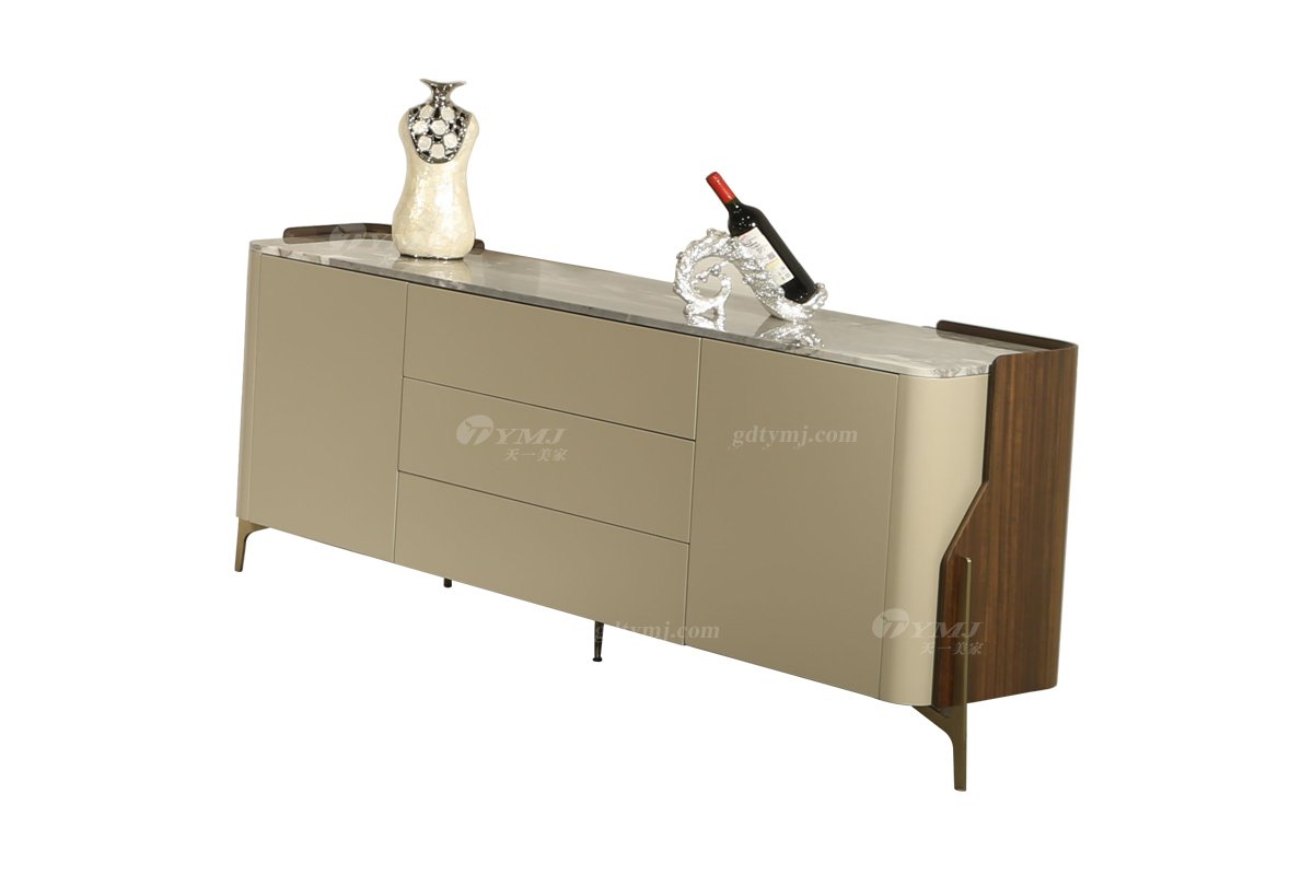 極簡(jiǎn)風(fēng)格家具高端別墅會(huì)所大宅家用鈦金五金+天然大理石備餐柜