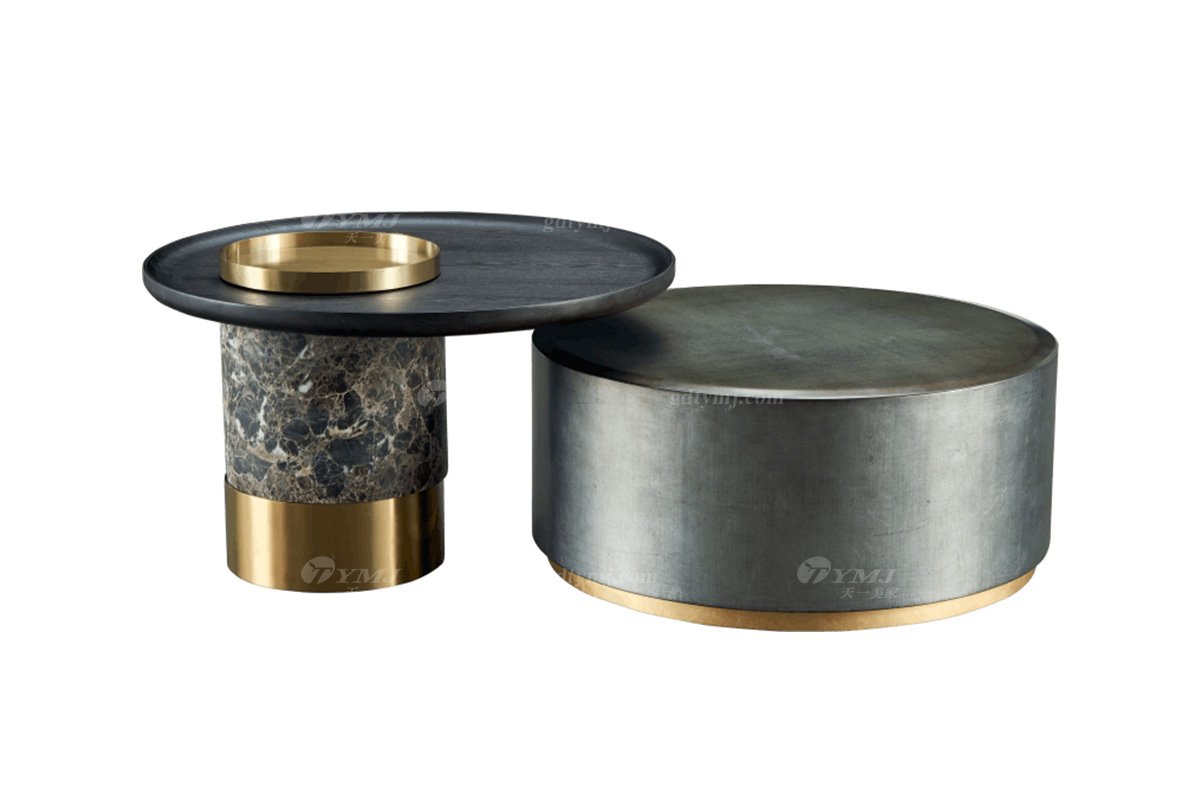 極簡(jiǎn)風(fēng)格家具高端別墅會(huì)所大宅時(shí)尚拉絲不銹鋼底+E1級(jí)環(huán)保板茶幾組合