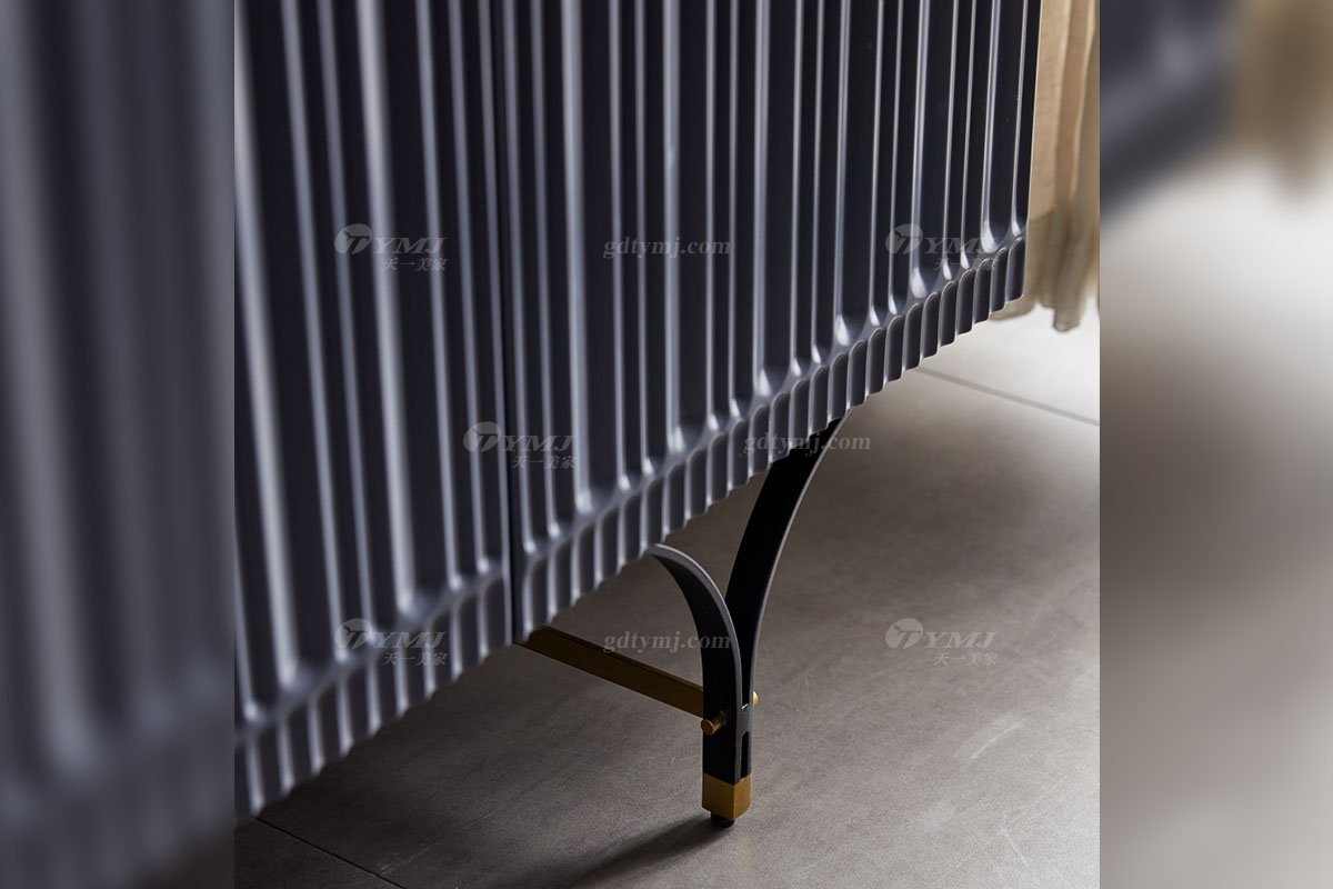 極簡風格家具高端別墅會所大宅簡約E0級環保板藏藍色餐邊柜WD607餐邊柜細節