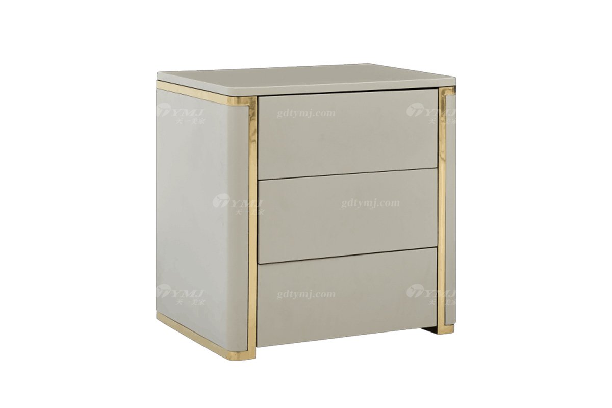 極簡風格家具高端別墅會所大宅簡約時尚E1級環保板烤漆+不銹鋼床頭柜