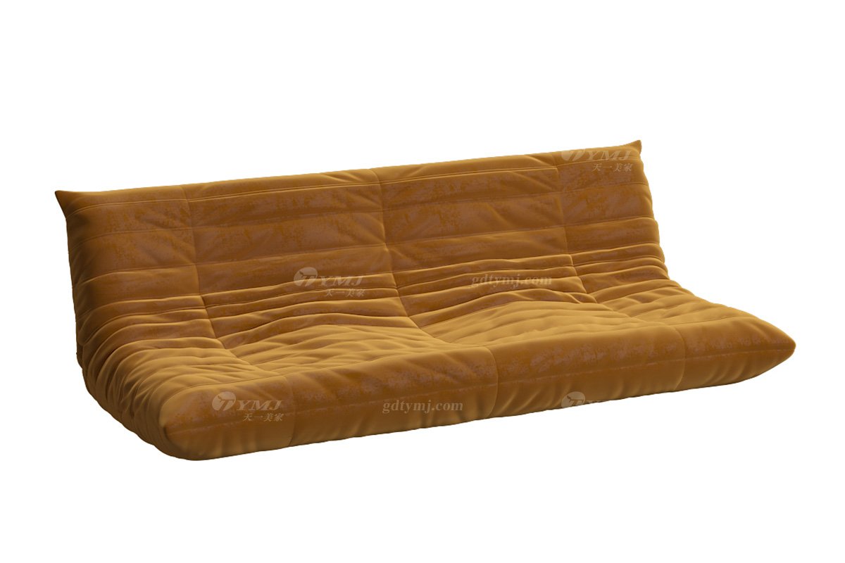 極簡風格家具高端別墅會所大宅簡約環保布藝橙色懶人毛毛蟲四位沙發